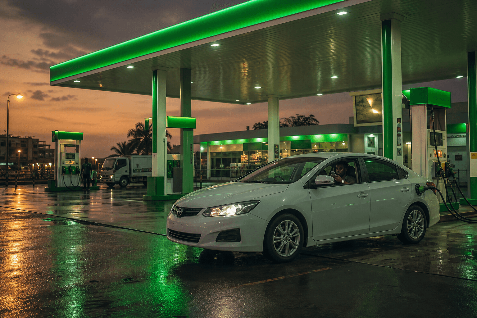 Fuel station at dusk